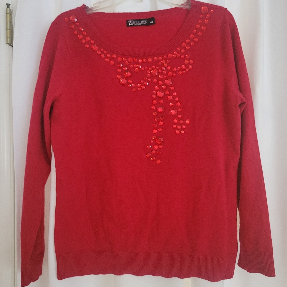 Red Embellished Sweater